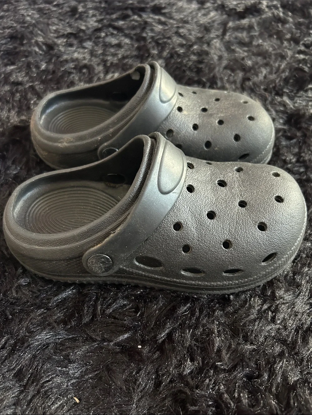 Kids Black Foam Clog Sandals with Heel Strap